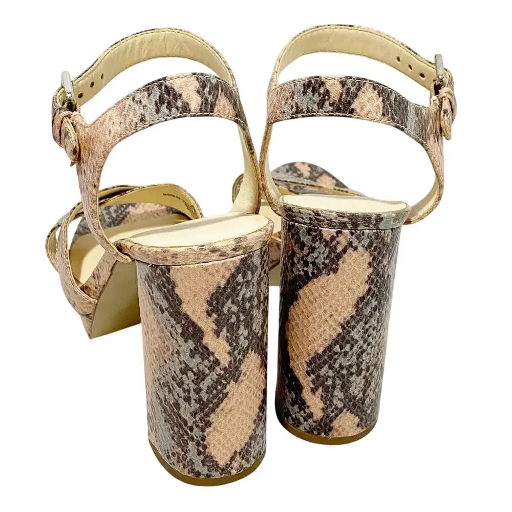 Nine West Funkyo Shoes US 8.5M Faux Lizard Platform High Heel Strappy Sandals